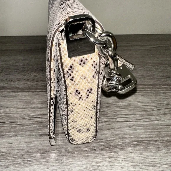 Michael Kors Julian Snake Print Leather‎ Dark Sand Shoulder Flap Brand New - Picture 2 of 7